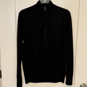 Brooks Brothers Men's Merino Wool Black Quarter Zip (Medium)